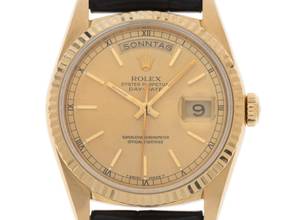 Thumbnail von Rolex Day-Date 36 Ref.18238 1991 Full Set sehr gut Vintage Day-Date 18kt Gelbgold Krokoleder