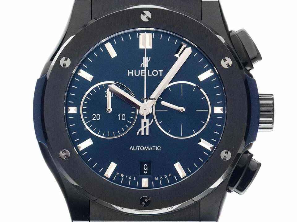  Hublot Classic Fusion Chronograph Ceramic Blue Ref.541.CM.7170.RX 2025 Full Set Ungetragen Classic Fusion Ceramic Blue Faltschließe 