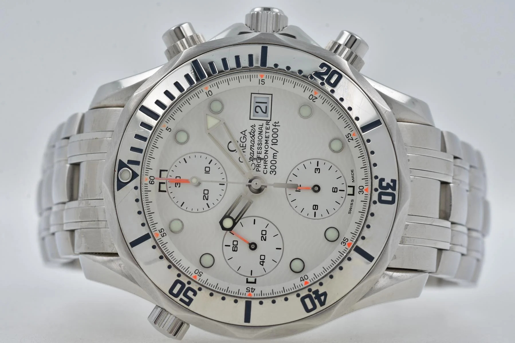  Omega Seamaster Diver 300 M Professional Chronograph 2598.20 White Dial 