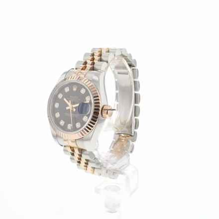  Rolex Lady-Datejust 26 Steel/Everose Jubilee Black Diamond Dial 