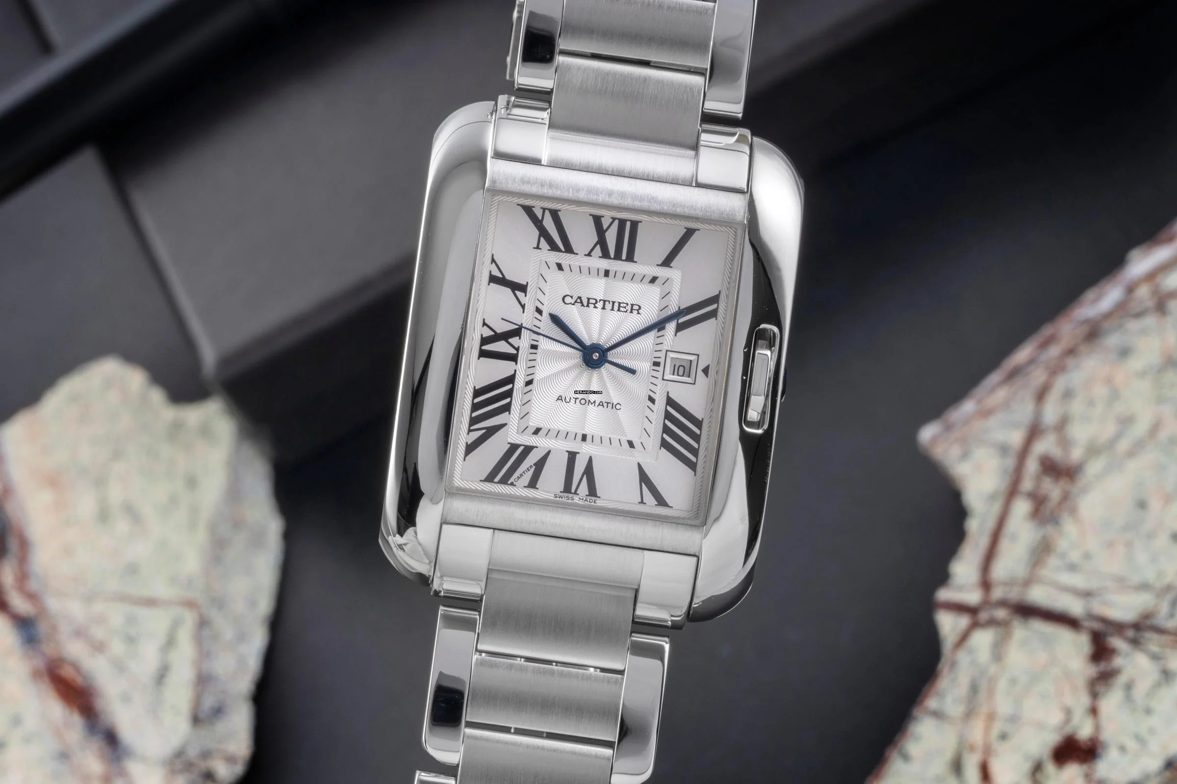 Cartier Tank Anglaise Silver Dial Stahl Automatik Herrenuhr Ref. W5310009