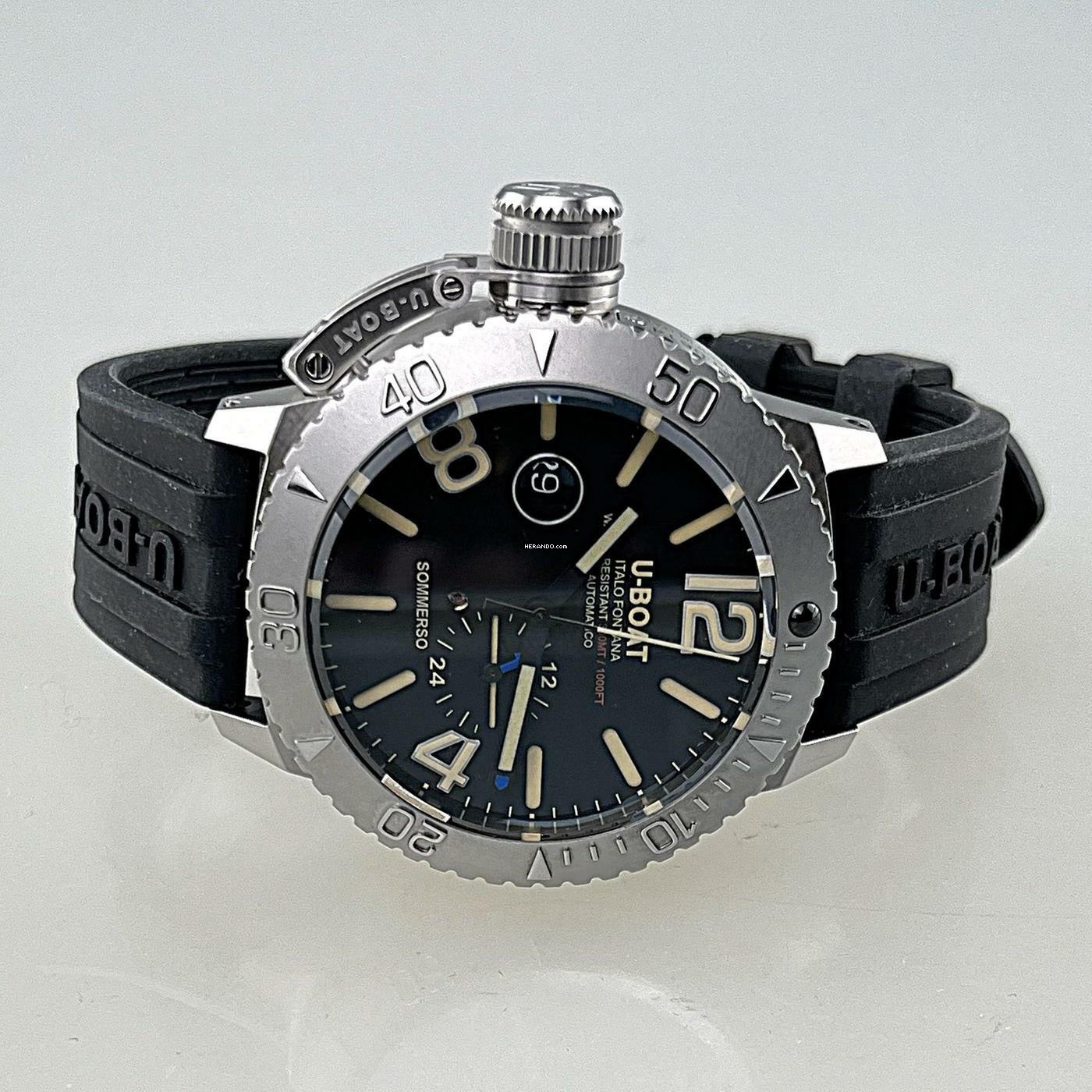 Thumbnail von U-Boat Classico Sommerso Classico 46 mm Stahl Silikonarmband 9007/A 30 ATM Profitaucheruhr 24 h Anzeige Full Set Erstkauf 06/2025