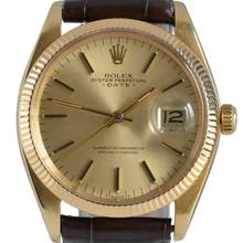 Thumbnail von Rolex Oyster Perpetual Date 1503 Champagne dial yellow gold 18KT