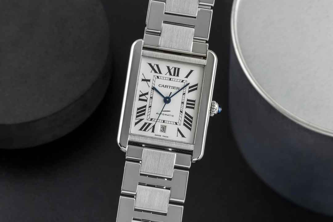  Cartier Tank Solo XL Edelstahl Automatik Herrenuhr Ref. W5200028 Papiere 2018 
