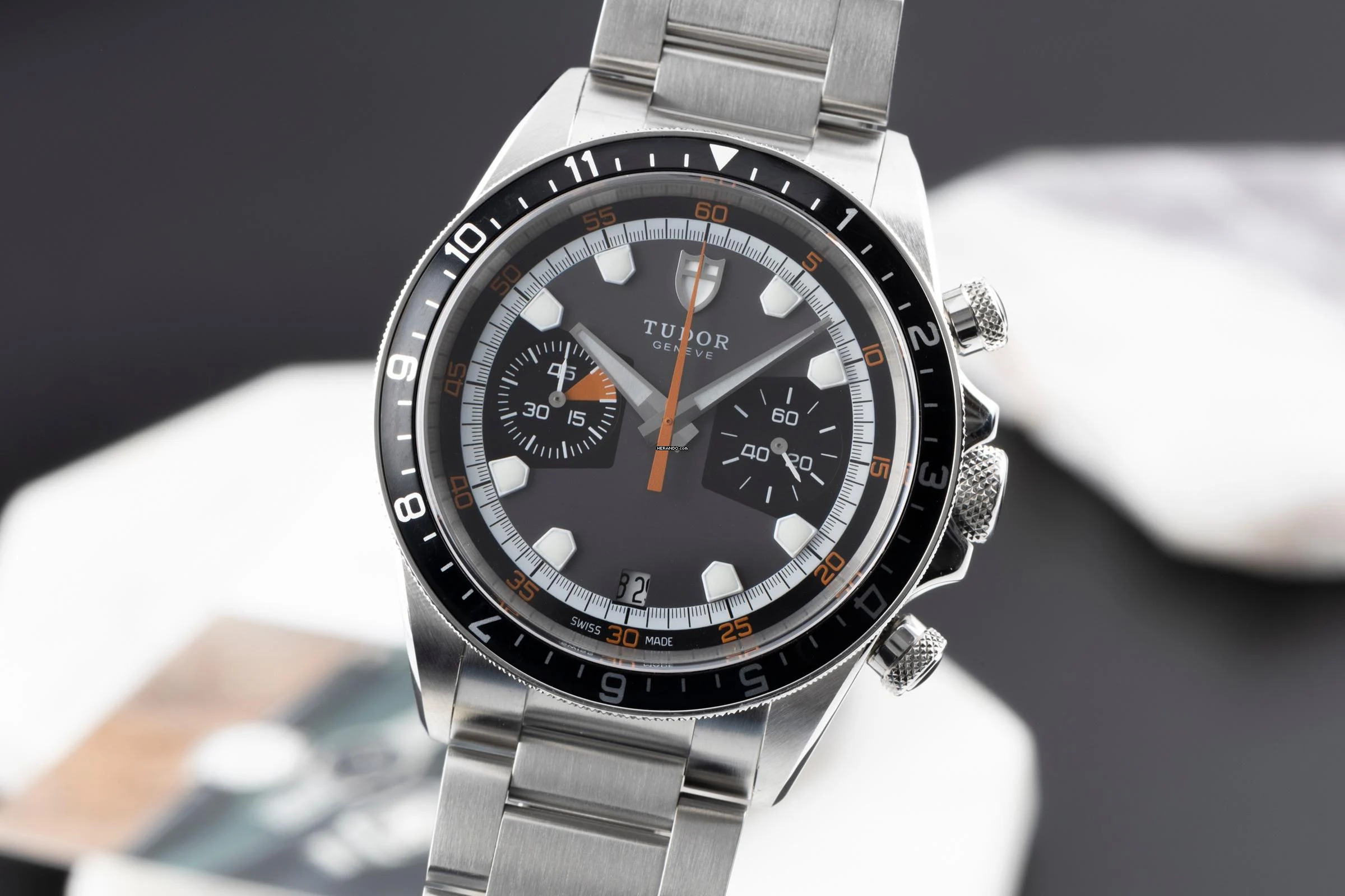 Tudor Heritage Chrono Automatik Stahl Herrenuhr Ref. 70330N B&P 2011