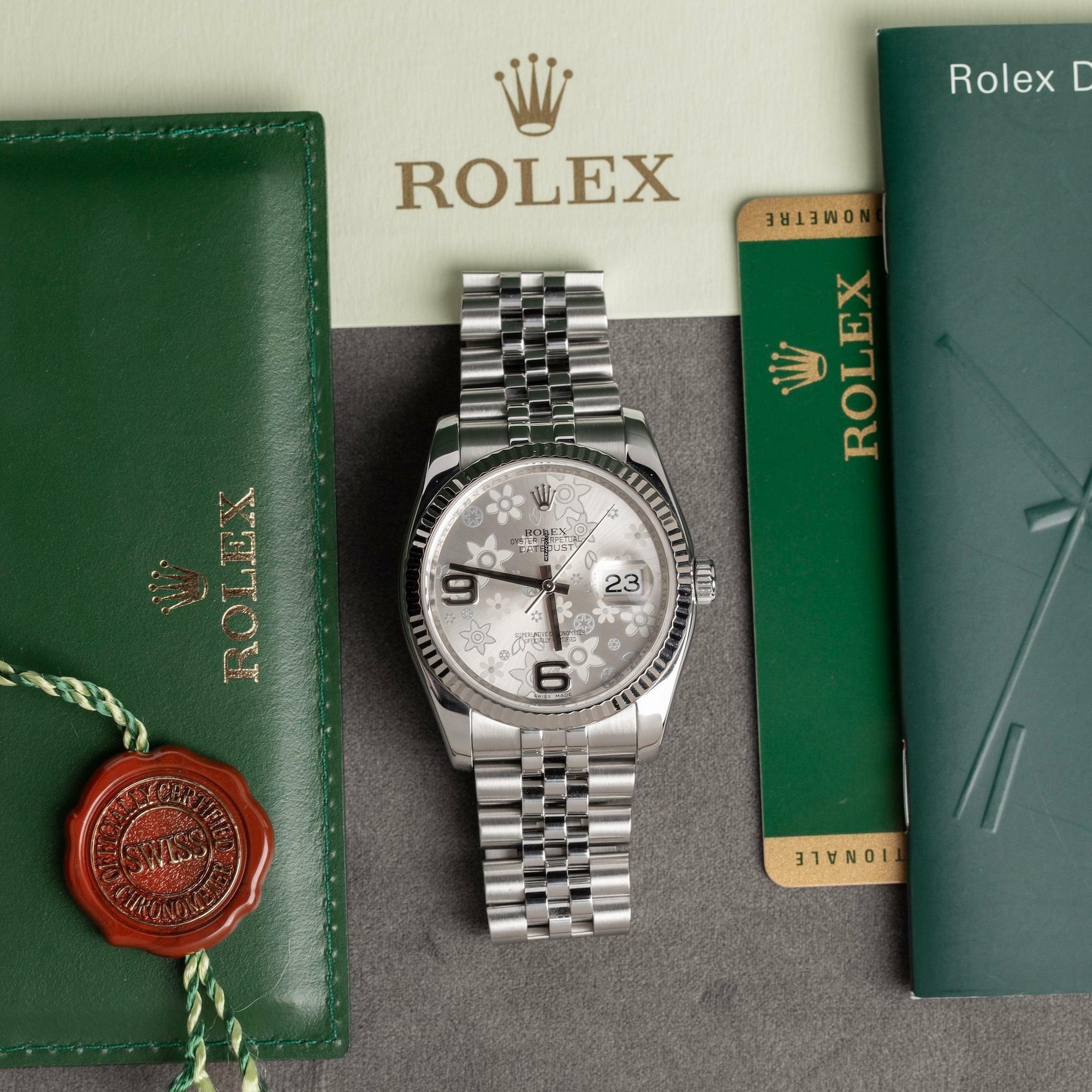 Rolex Datejust 36 Rare Flower Dial Complete Set