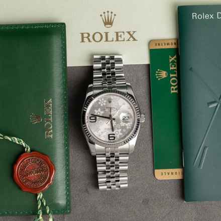  Rolex Datejust 36 Rare Flower Dial Complete Set 