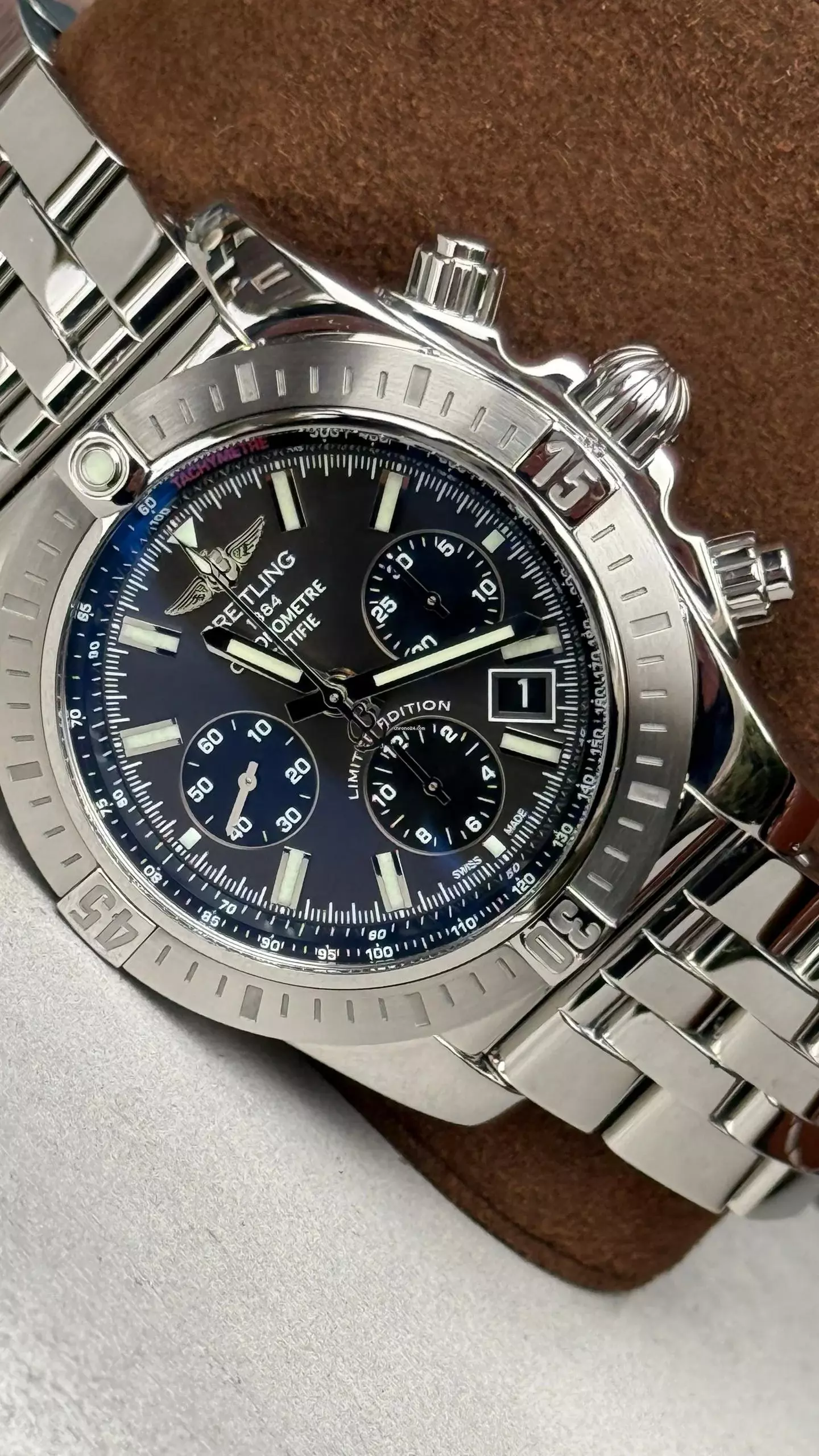  Breitling Chronomat Fullset darkgrey dial Top Condition 