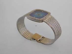 Thumbnail von Rolex Cellini 18 Karat Weißgold Rolex Cellini Skylight Herrenuhr mit orig Brilantbesatz 30 x 29 mm blaues Degradee Blatt im Traumzustand