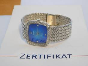 Thumbnail von Rolex Cellini 18 Karat Weißgold Rolex Cellini Skylight Herrenuhr mit orig Brilantbesatz 30 x 29 mm blaues Degradee Blatt im Traumzustand