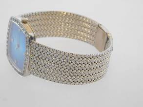 Thumbnail von Rolex Cellini 18 Karat Weißgold Rolex Cellini Skylight Herrenuhr mit orig Brilantbesatz 30 x 29 mm blaues Degradee Blatt im Traumzustand