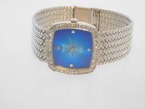 Thumbnail von Rolex Cellini 18 Karat Weißgold Rolex Cellini Skylight Herrenuhr mit orig Brilantbesatz 30 x 29 mm blaues Degradee Blatt im Traumzustand