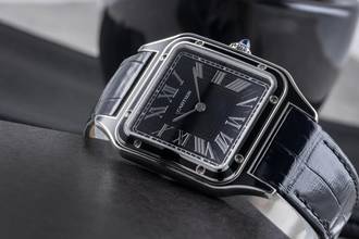 Thumbnail von Cartier Santos Dumont Black Lacquer Handaufzug Herrenuhr Ref. WSSA0046 B&P 2024