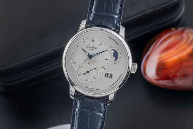  Glashütte Original PanoMaticLunar Stahl Automatik Herrenuhr Ref 1-90-02-42-32-01 Papiere 