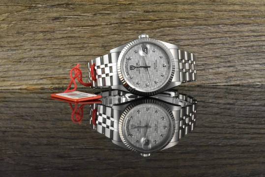  Tudor Prince Date 76214 Stahl / Weißgold Linen Diamond Dial 