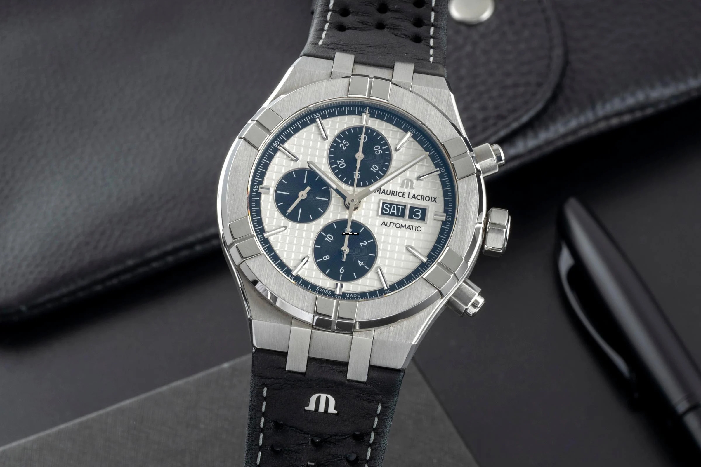  Maurice Lacroix AIKON Chronograph Stahl Automatik Ref. AI6038-SS001-130 B&P 2021 