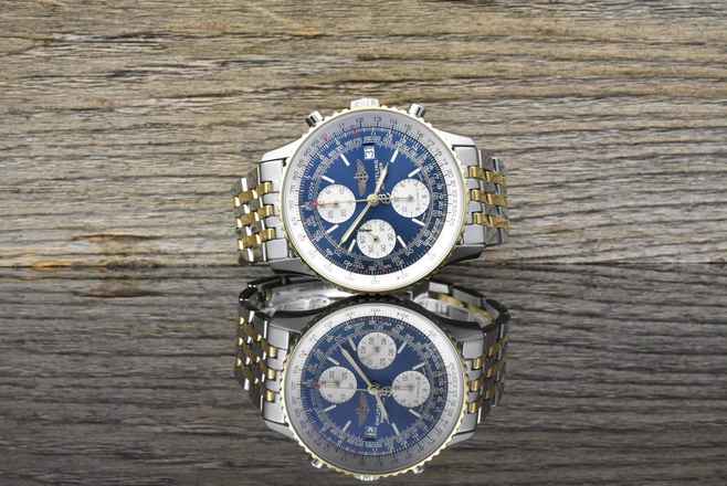  Breitling Old Navitimer D13022 Blue Dial Stahl Gold very Nice Vintage B&P 1995 
