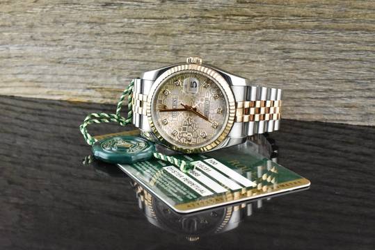  Rolex Datejust 36 Stahl & Roségold - Pink Computer Diamond Dial - B&P 2013 