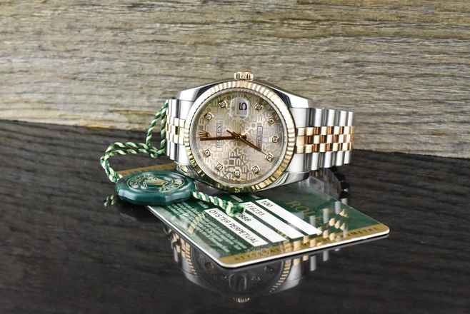  Rolex Datejust 36 Stahl & Roségold - Pink Computer Diamond Dial - B&P 2013 