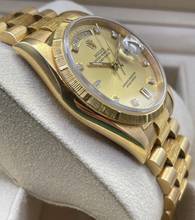 Thumbnail von Rolex Day-Date 36 Double Quick N Serial 1992 Top condition long bracelet BARK champagne DIAMOND DIAL