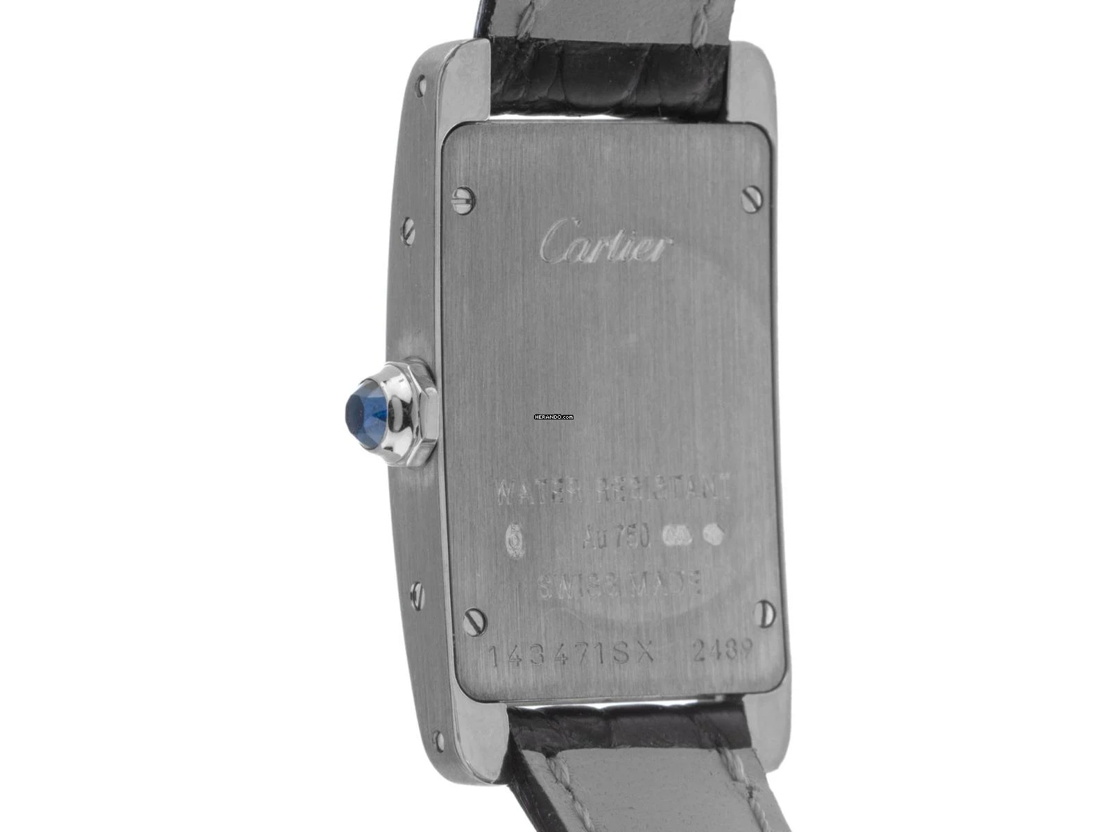 Thumbnail von Cartier Tank Américaine Ref.2489 2002 Full Set wie Neu Vintage Tank Americaine PM Kleines Modell 18kt Weißgold Krokoleder Faltschließe