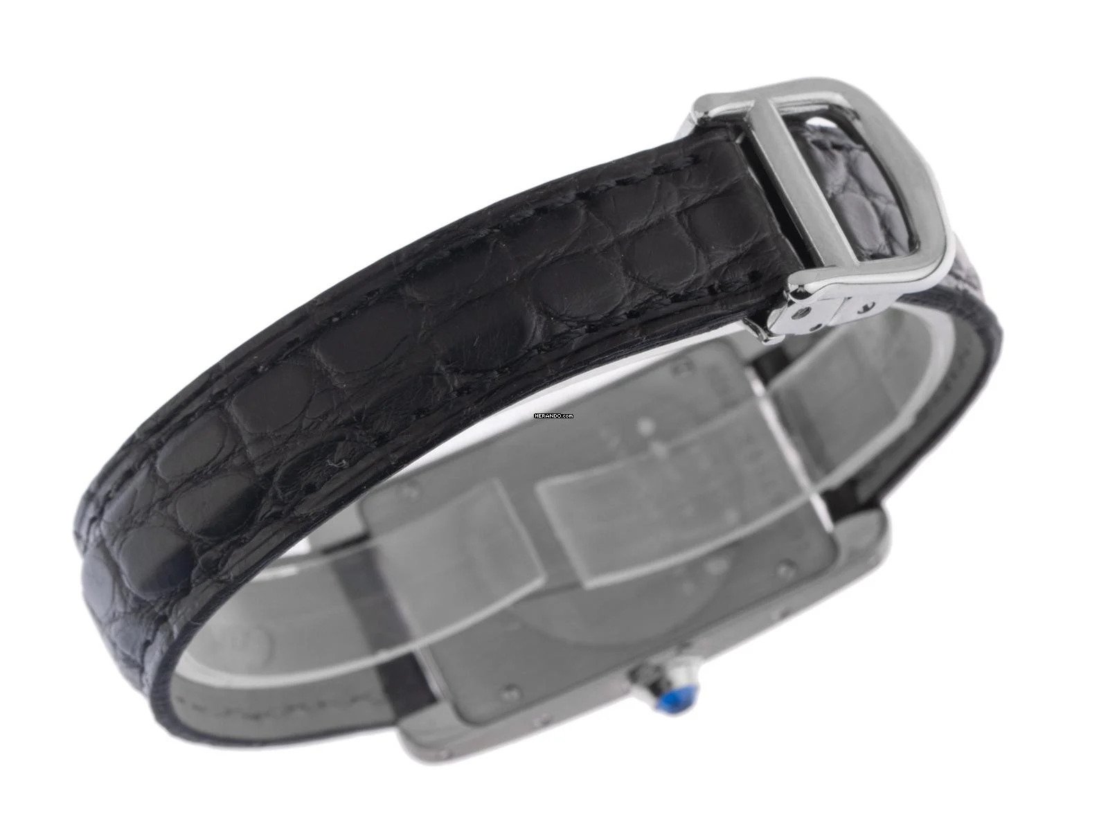 Thumbnail von Cartier Tank Américaine Ref.2489 2002 Full Set wie Neu Vintage Tank Americaine PM Kleines Modell 18kt Weißgold Krokoleder Faltschließe