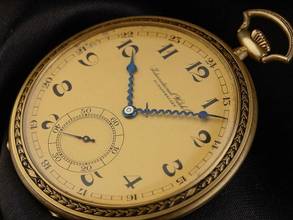 Thumbnail von IWC Pocket Watch Lepine Art Deco Taschenuhr 1929 Original Unpoliert Vintage Lepine Art Deco Taschenuhr 14kt Gelbgold 66g