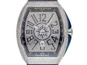 Thumbnail von Franck Muller Vanguard Blue Yachting Ref.V45SCDT 2021 Full Set Neu Vanguard Blue Yachting Diamanten 12,00ct Kautschuk Krokoleder Faltschließe