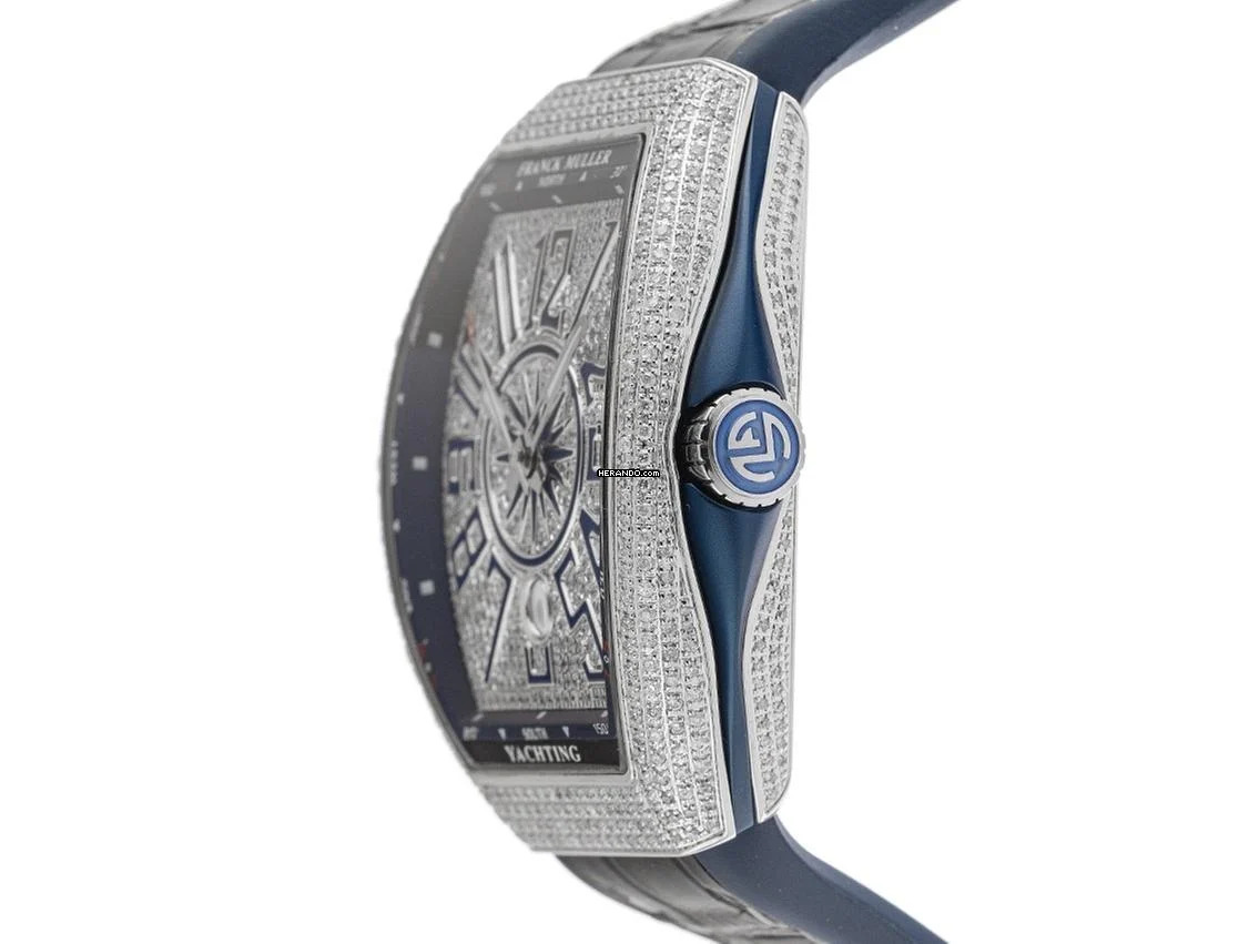 Thumbnail von Franck Muller Vanguard Blue Yachting Ref.V45SCDT 2021 Full Set Neu Vanguard Blue Yachting Diamanten 12,00ct Kautschuk Krokoleder Faltschließe