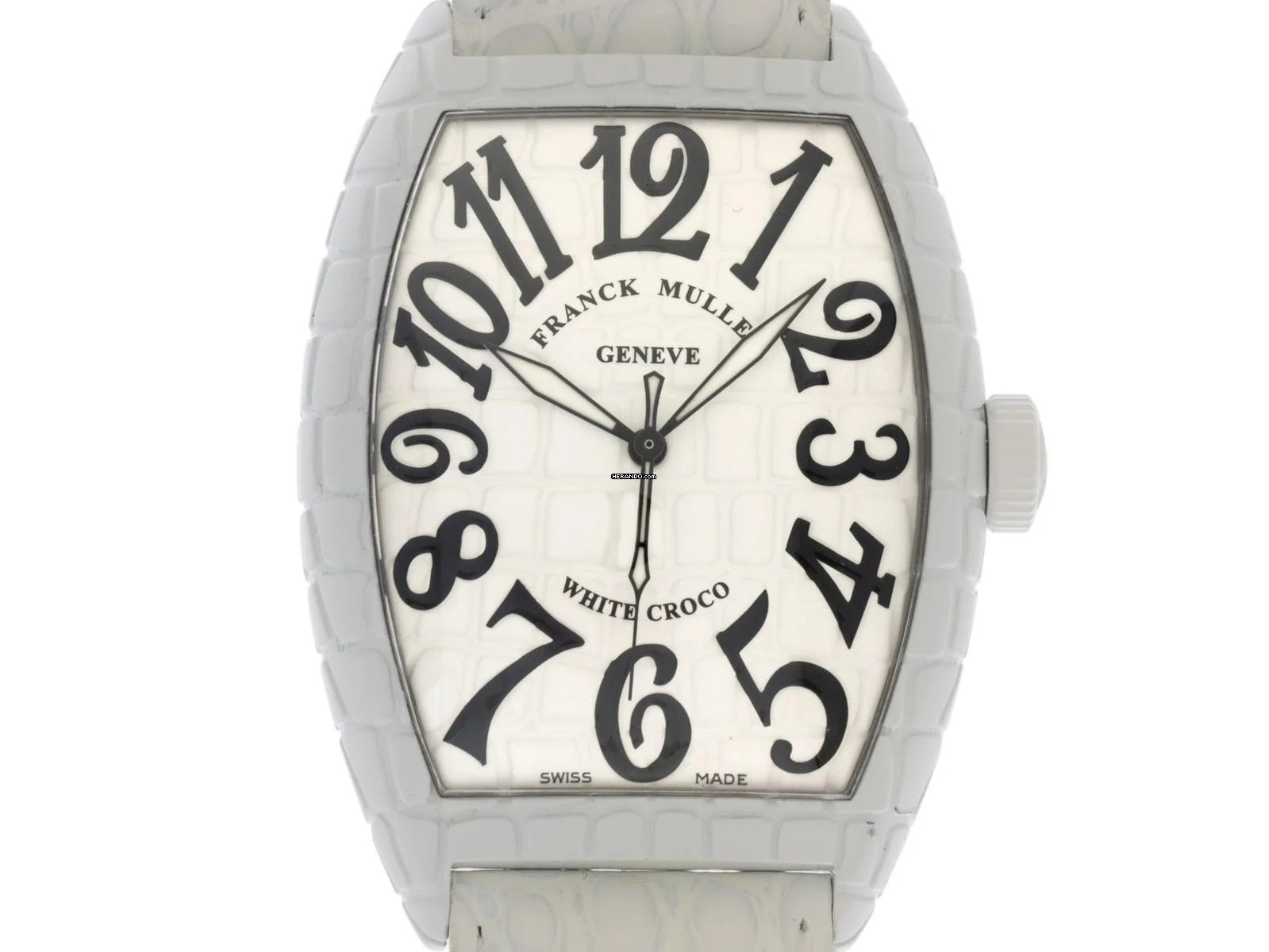  Franck Muller Cintrée Curvex Croco WHT CRO Ref.8880 SC WHT CRO 2020 Full Set sehr gut Vintage Cintree Curvex White Croco Krokoleder 