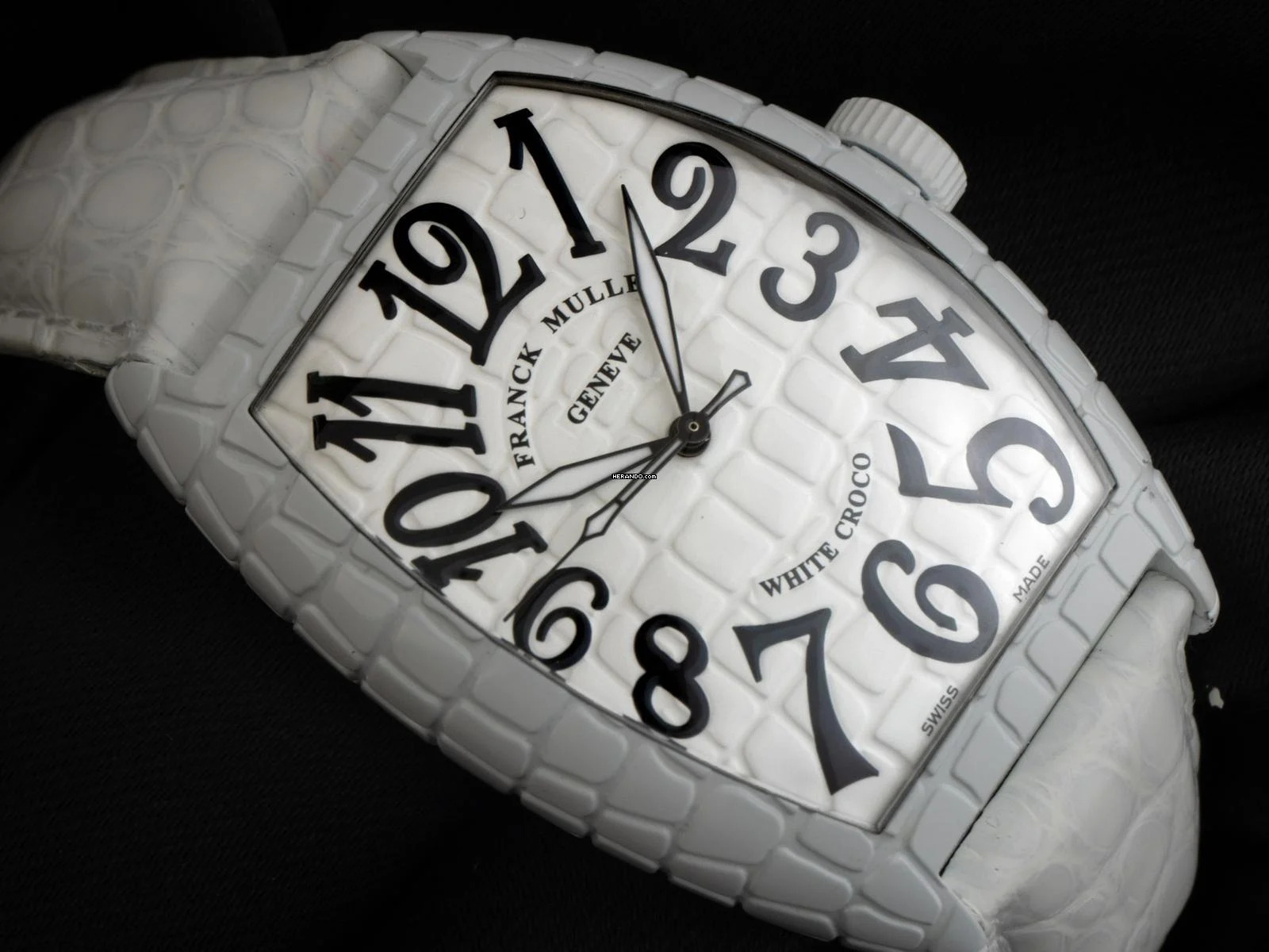 Thumbnail von Franck Muller Cintrée Curvex Croco WHT CRO Ref.8880 SC WHT CRO 2020 Full Set sehr gut Vintage Cintree Curvex White Croco Krokoleder