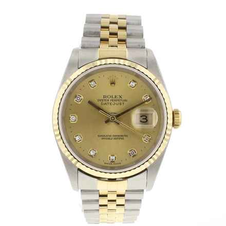  Rolex Datejust 36 Steel/Gold Champagne Diamond Dial 