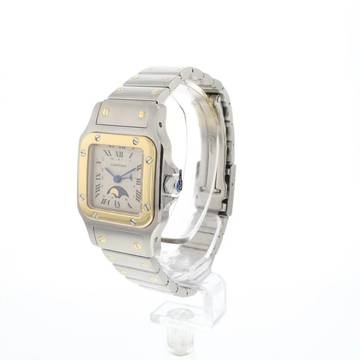  Cartier Santos Galbée PM Steel Gold Moonphase 