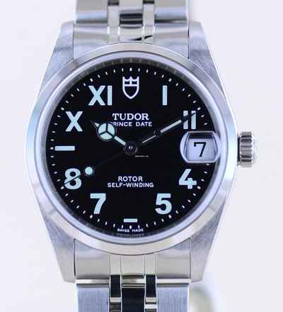  Tudor Prince Oysterdate 32mm Lady black California Dial Stahl rar NOS ungetragen 