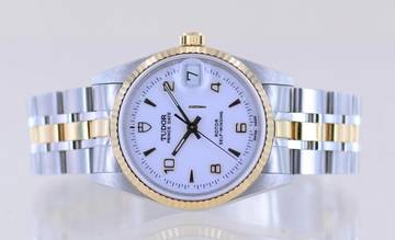 Thumbnail von Tudor Prince Oysterdate 32mm Lady white roman Dial Stahl-Gold selten NOS ungetragen