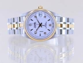 Thumbnail von Tudor Prince Oysterdate 32mm Lady white roman Dial Stahl-Gold selten NOS ungetragen