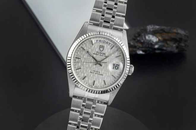  Tudor Prince Date Day Automatik Edelstahl / Weissgold Ref. 76214 Papiere 2009 