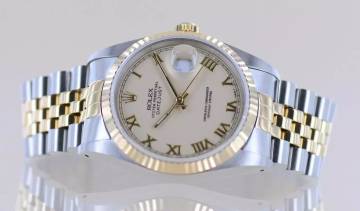 Thumbnail von Rolex Datejust 36 Saphirglas Ivory roman dial Jubiléband Stahl Gold 16233 Klassiker