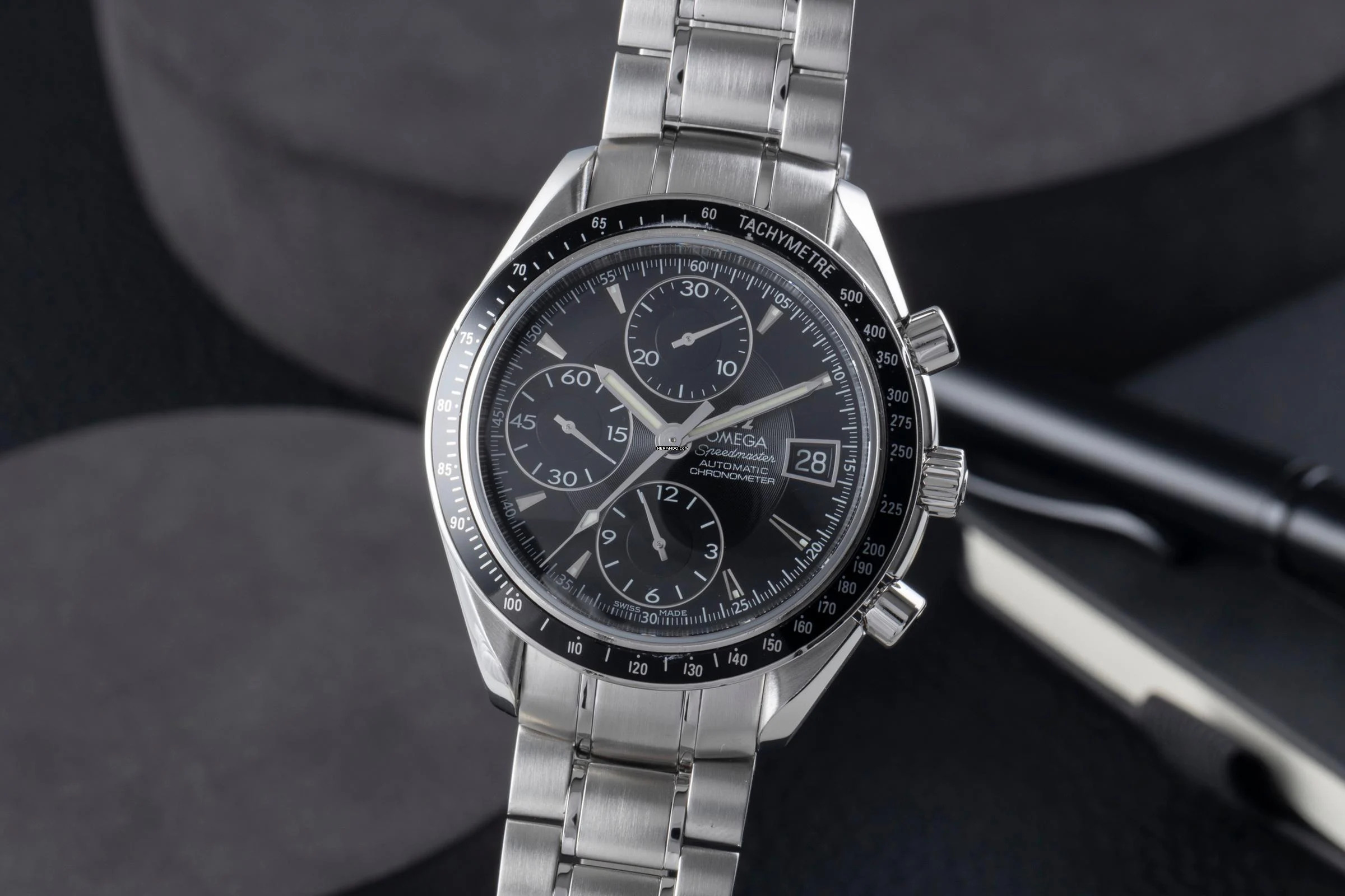  Omega Speedmaster Date Chronograph Stahl Automatik Ref. 3210.50.00 B&P 2011 