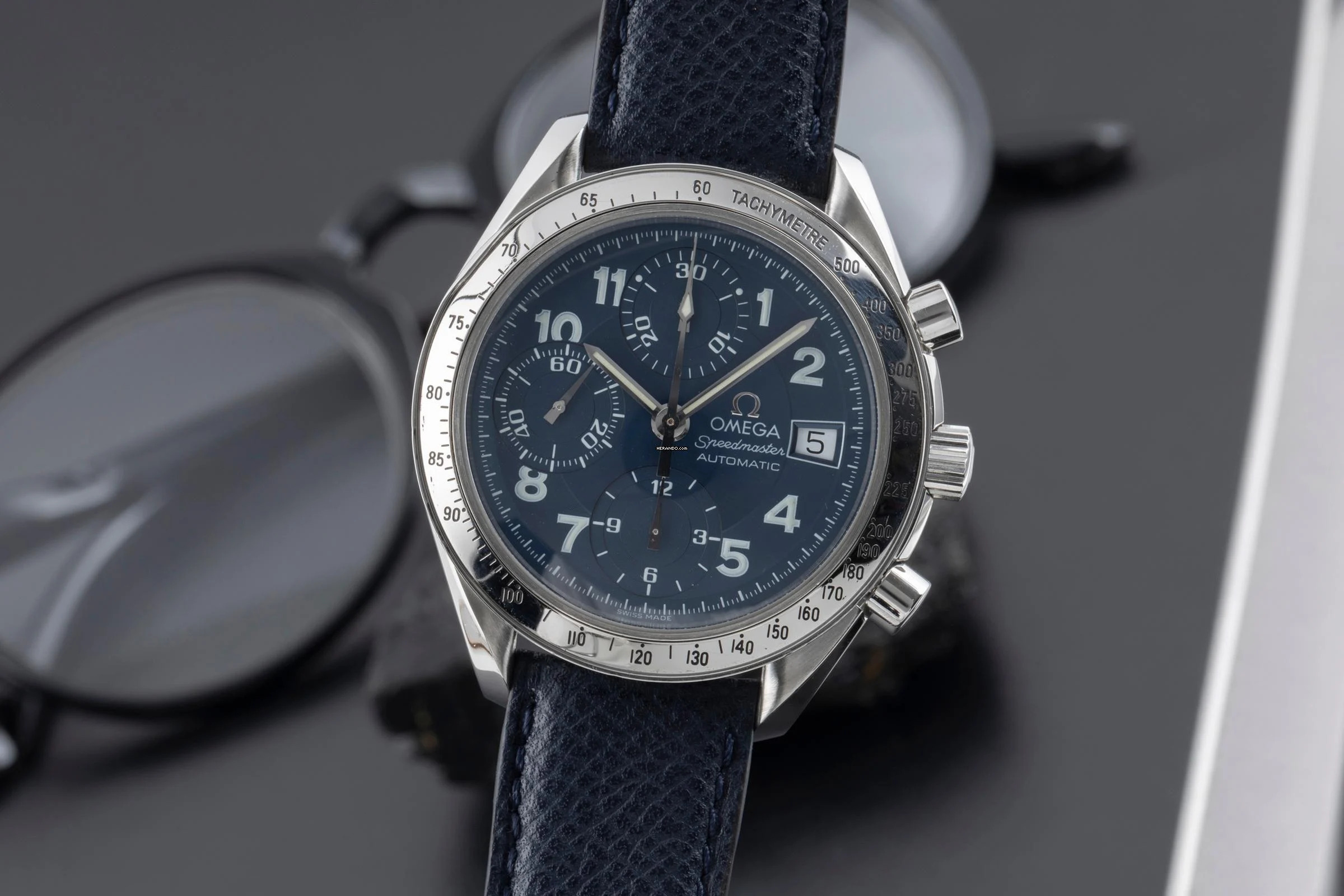  Omega Speedmaster Date Blue Dial Chronograph Automatik Ref. 3513.82.00 