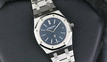 Thumbnail von Audemars Piguet Royal Oak Jumbo Blue Jumbo Extra Thin - like New - Fullset - 04/2016