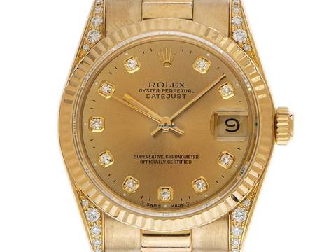  Rolex Datejust 31 Medium Ref.68238 1995 Box&Beschreibung sehr gut Vintage Datejust Medium 18kt Gelbgold Diamanten open 6/9 