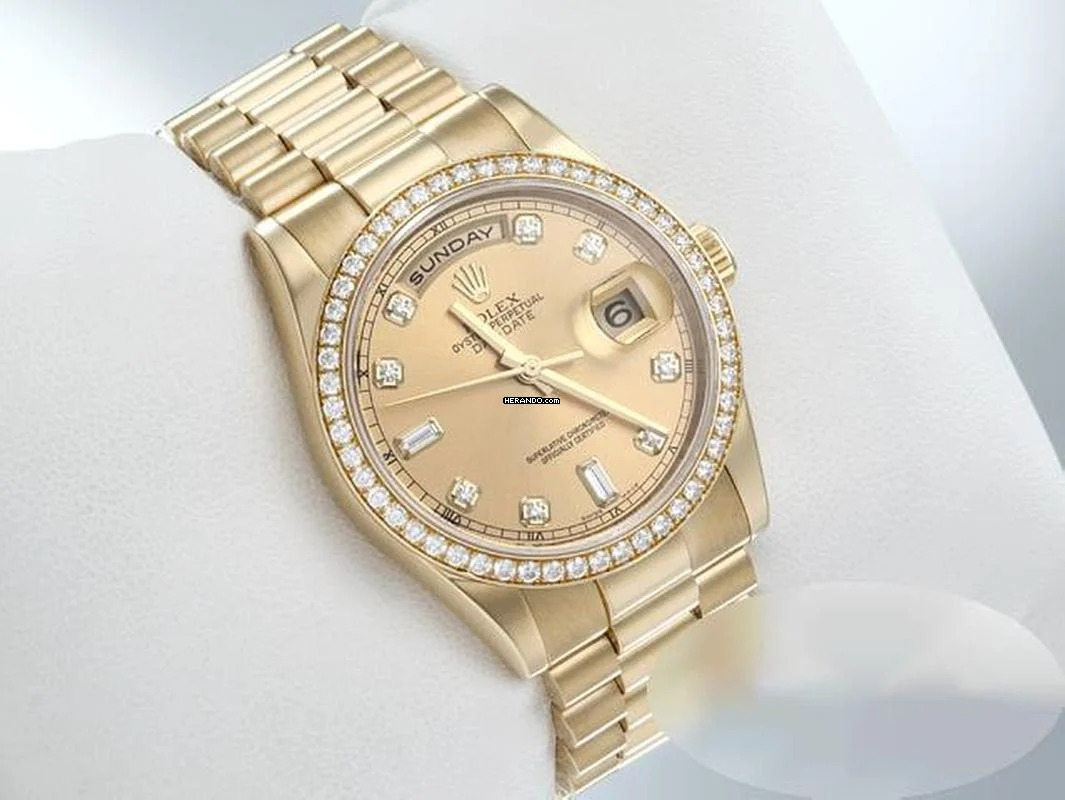  Rolex Day-Date 36 36mm 118348 2008 Gelbgold 750 Diamanten Automatik 18kt Yellow Gold President-band Chronometer Oyster 