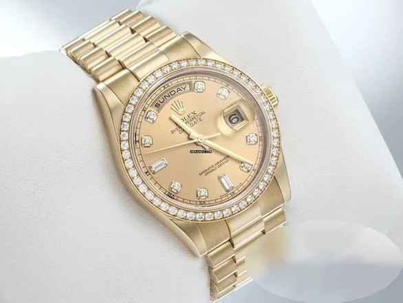  Rolex Day-Date 36 36mm 118348 2008 Gelbgold 750 Diamanten Automatik 18kt Yellow Gold President-band Chronometer Oyster 