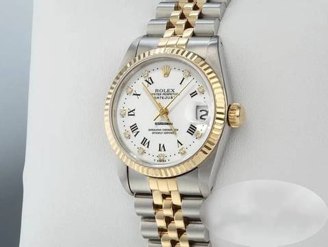  Rolex Datejust 31 Medium Stahl Gelbgold 750 Diamanten Automatik Stainless Steel 18kt Yellow Gold Stahl Jubilé-band Chronometer Oyster White Dial 
