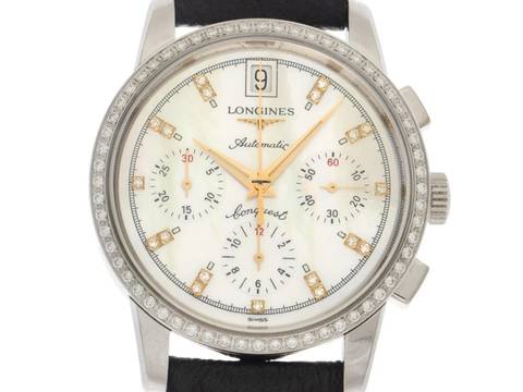  Longines Conquest Ref.L1.141.0 2006 Full Set wie Neu Vintage Conquest Perlmutt Diamanten 