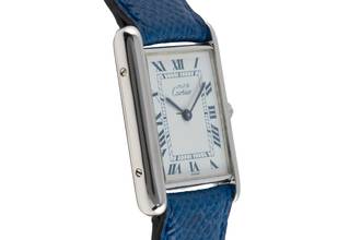 Thumbnail von Cartier Tank must Tank White blue Roman Dial 925 Silber Quarz Medium Ref. 681006