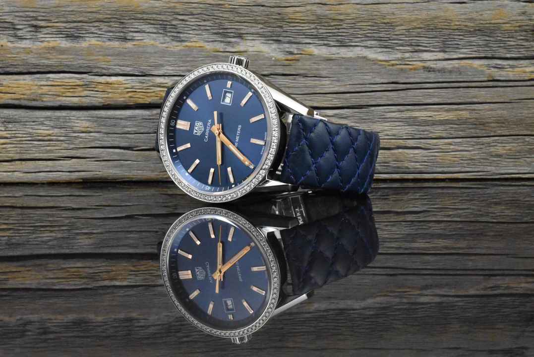  TAG Heuer Carrera Quartz 39 Blue Dial - Factory Diamond Bezel 