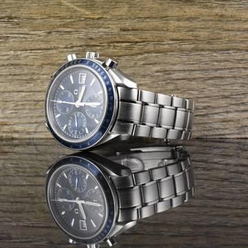  Omega Speedmaster Date 321280 Blue Dail Chronograph Automatik 