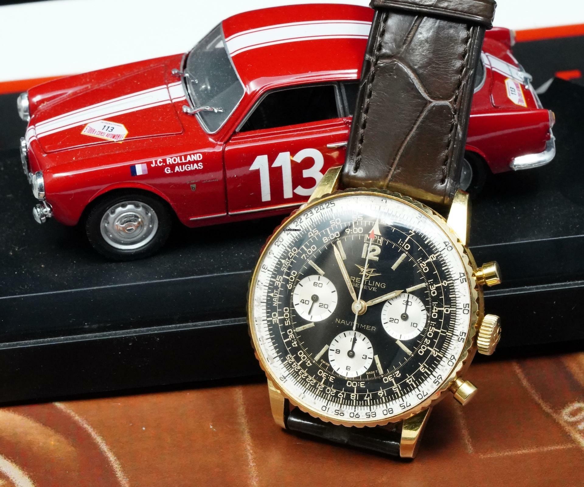Thumbnail von Breitling Navitimer VERY RARE 806 NAVITIMER IN FULL 18K GOLD VINTAGE MILLE MIGLIA CAR